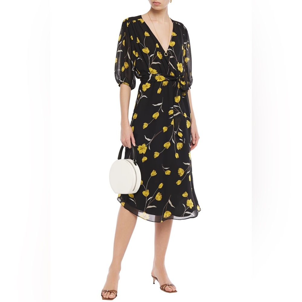 Joie Ervina Wrap-effect floral print silk chiffon midi dress